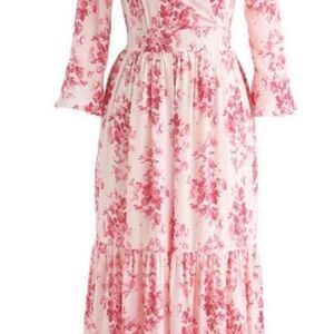 Floral Pink Maxi Dress Small